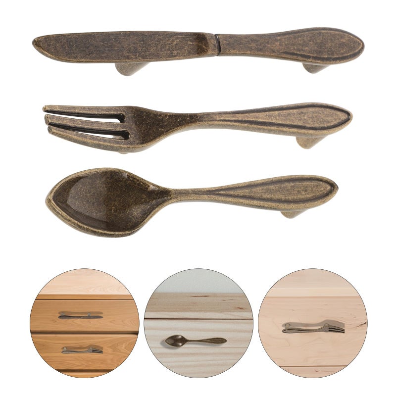Brushed Bronze Cabinet Pull Handles Set 3pcs Drawer Knobs Wardrobe Door Handles - Image 4