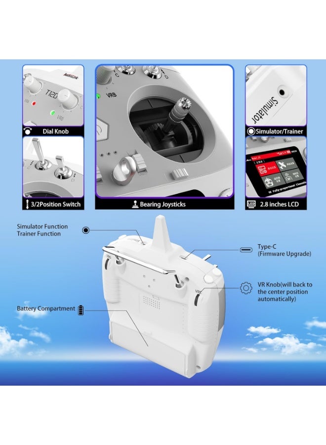 Radiolink T12D 12CH 2.4G RC Transmitter R12F Receiver, Supports ELRS/Crossfire Long Range Modules, 50 Models Storage, 4km Long Range RC Remote Controller for RC Airplane, Drone, Crawler, Car, Boats - Image 4