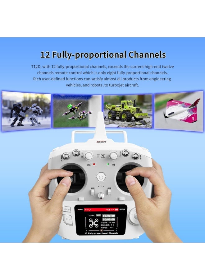 Radiolink T12D 12CH 2.4G RC Transmitter R12F Receiver, Supports ELRS/Crossfire Long Range Modules, 50 Models Storage, 4km Long Range RC Remote Controller for RC Airplane, Drone, Crawler, Car, Boats - Image 3