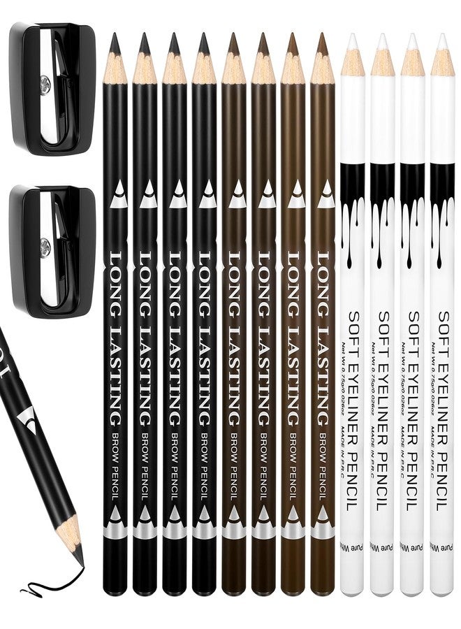 IANFAN Hairline Pencil, 12 Pcs Barber Pencil Set With 2 Sharpeners, Barber Pencils For Lineup, Beard Shaping & Makeup Design For Men, Barbers Chalk Pen, White, Black, Dark Brown, Light Brown - Image 1