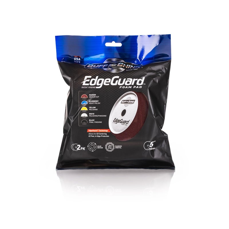 Buff and Shine - EdgeGuard Foam Buffing Pads - Maroon - 5" Medium Cut Pad - Pack of 2 - Image 2
