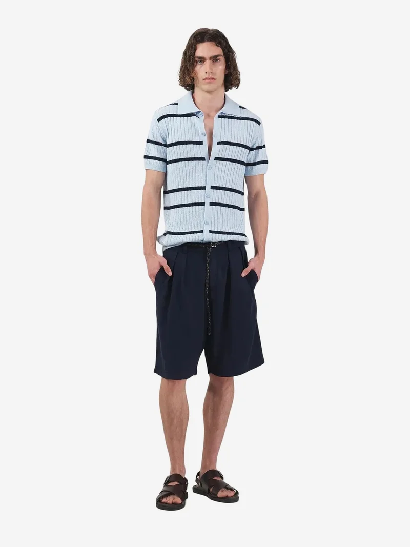 جيستو GIESTO Mid Waist Relaxed Fit Wide Leg Tencel Shorts