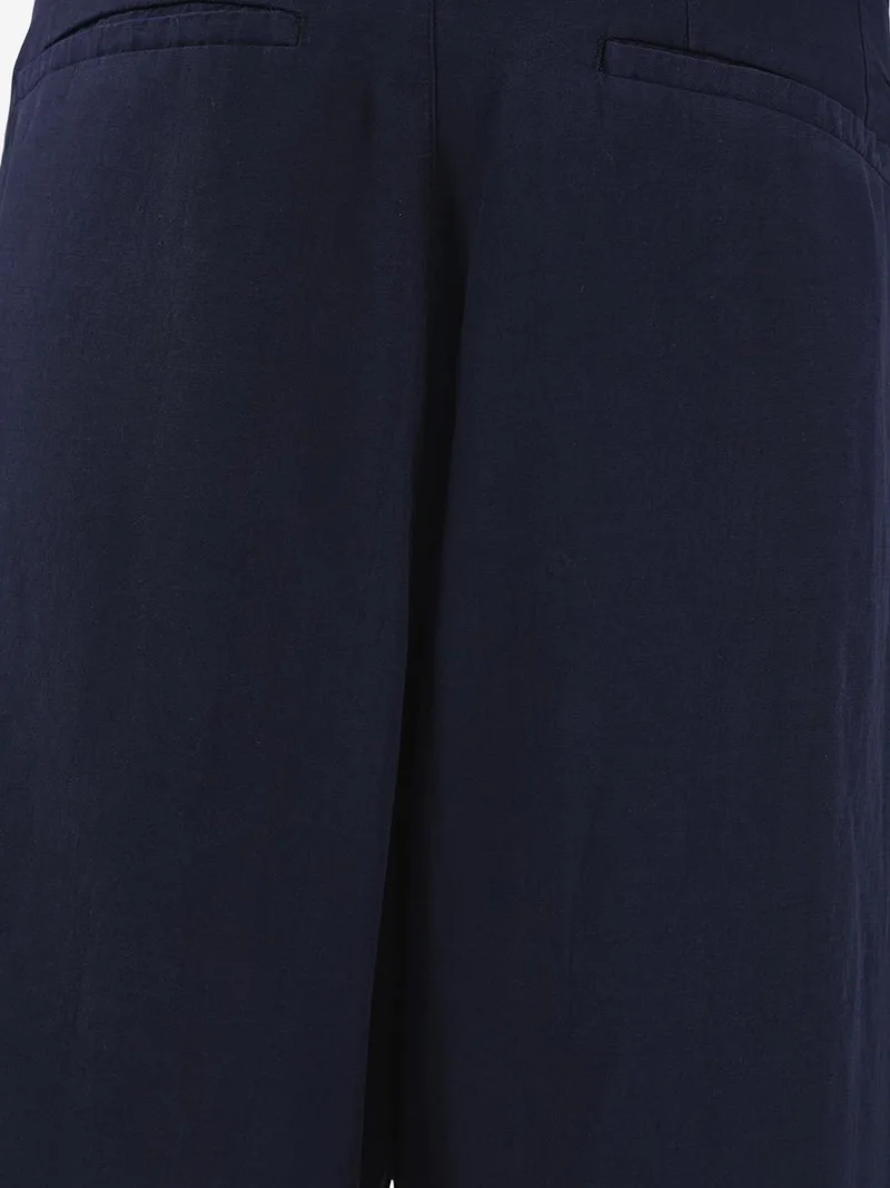 Giesto Navy Blue GIESTO Mid Waist Relaxed Fit Wide Leg Tencel Shorts for Men | Best Price UAE