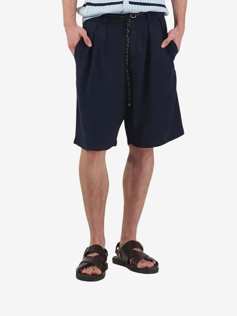 جيستو GIESTO Mid Waist Relaxed Fit Wide Leg Tencel Shorts
