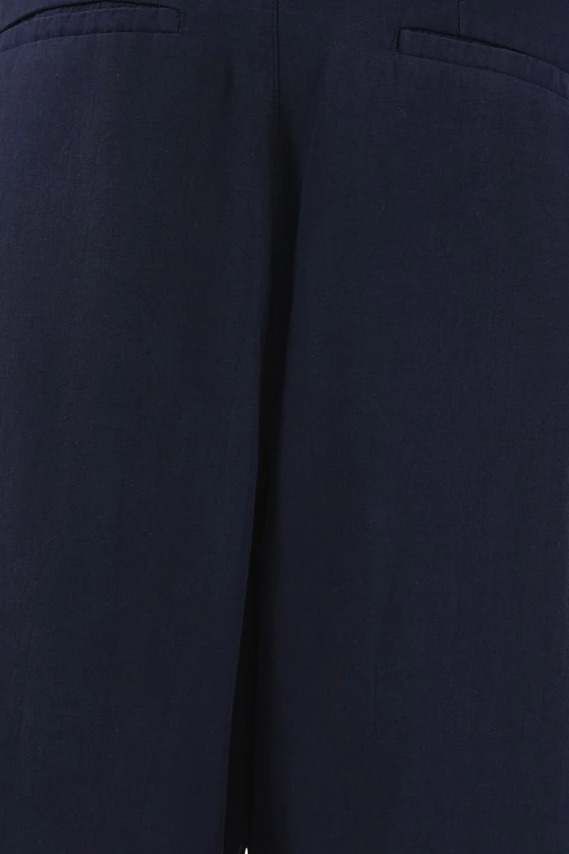 Giesto Navy Blue GIESTO Mid Waist Relaxed Fit Wide Leg Tencel Shorts for Men | Best Price UAE