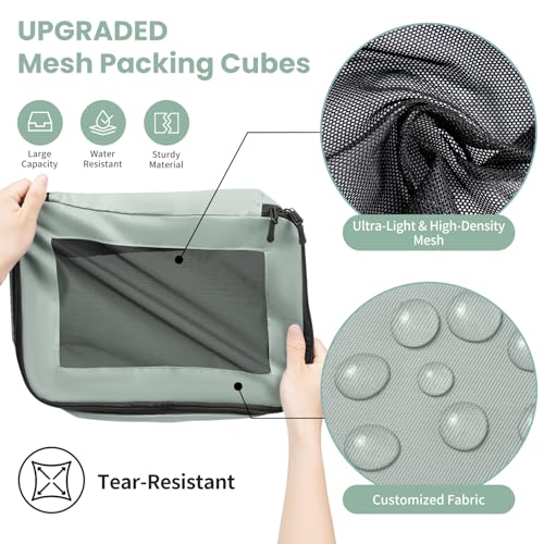 prezon Packing Cubes for Travel |10 Set Matcha |Durable Luggage Organizer 4 Size(Extra Large, Large, Medium, Small),Comprehensive Cubes for Toiletry,Underwear, Shoe,Travel Essentials,Efficient Women Gifts - Image 3