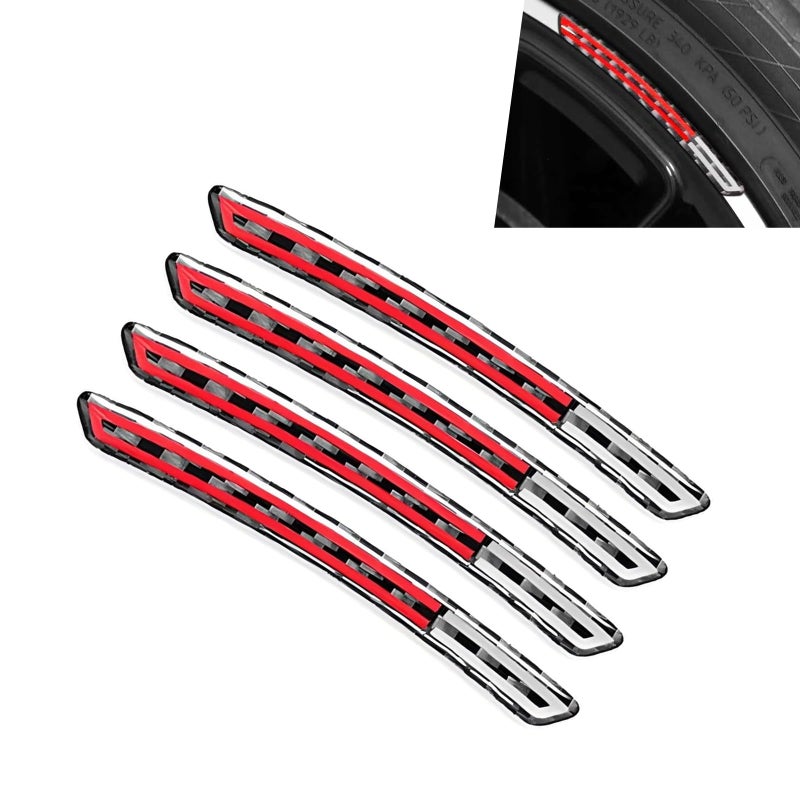 Hugwits 4 PCS Car Wheel Rim Protector Stickers Carbon Fiber AntiScratch Wheel Rim Decals Silicone Bumper Protector Sticker Universal for Most Vehicles Black Red - Image 3