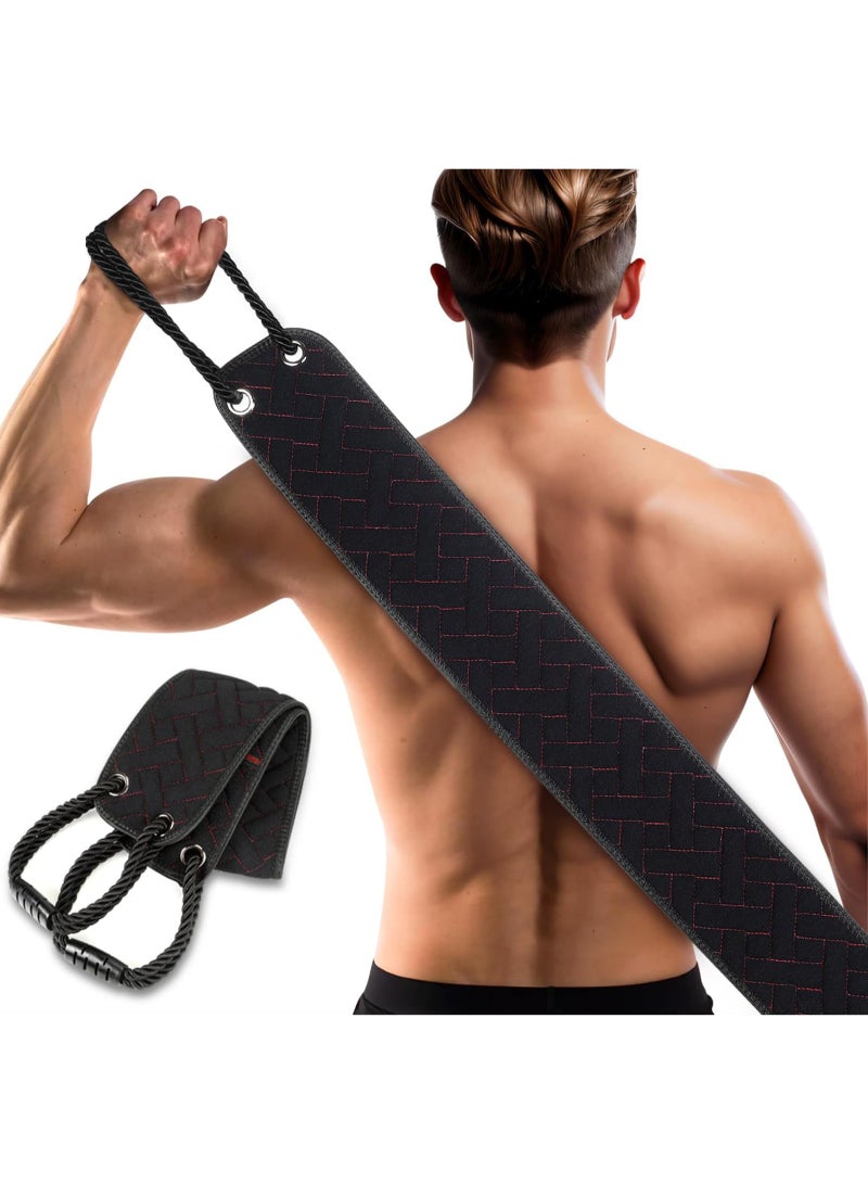 Exfoliating Back Scrubber, Extra Long 98cm (38.5") Double-Sided Body Scrub with Upgraded Split Handles, Black - Image 1