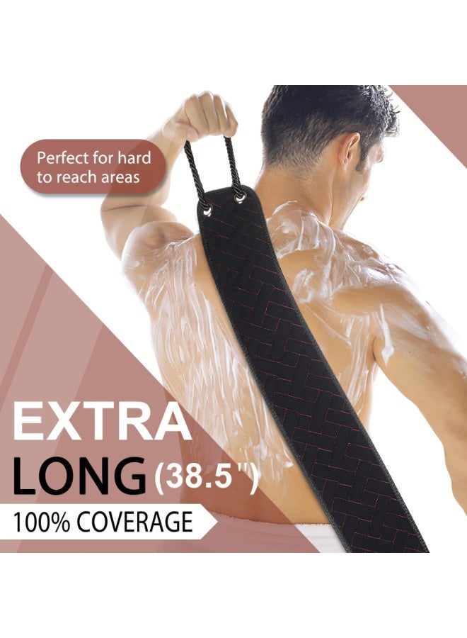 Exfoliating Back Scrubber, Extra Long 98cm (38.5") Double-Sided Body Scrub with Upgraded Split Handles, Black - Image 3