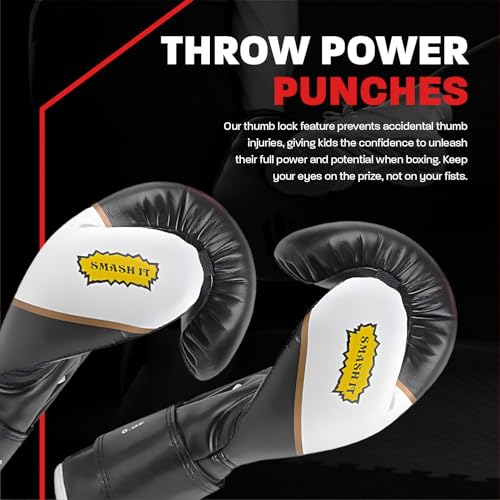 Hawk Sports Kids Boxing Gloves for Kids Children Youth Punching Bag Kickboxing Muay Thai Mitts MMA Training Sparring Gloves (Black, 4 oz) - Image 3