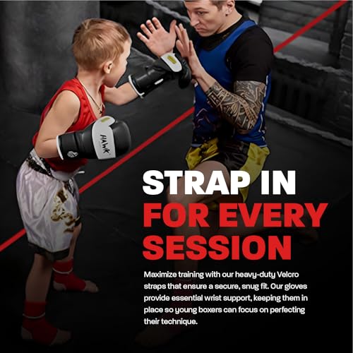 Hawk Sports Kids Boxing Gloves for Kids Children Youth Punching Bag Kickboxing Muay Thai Mitts MMA Training Sparring Gloves (Black, 4 oz) - Image 4