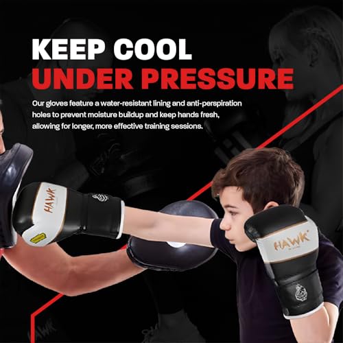 Hawk Sports Kids Boxing Gloves for Kids Children Youth Punching Bag Kickboxing Muay Thai Mitts MMA Training Sparring Gloves (Black, 4 oz) - Image 5