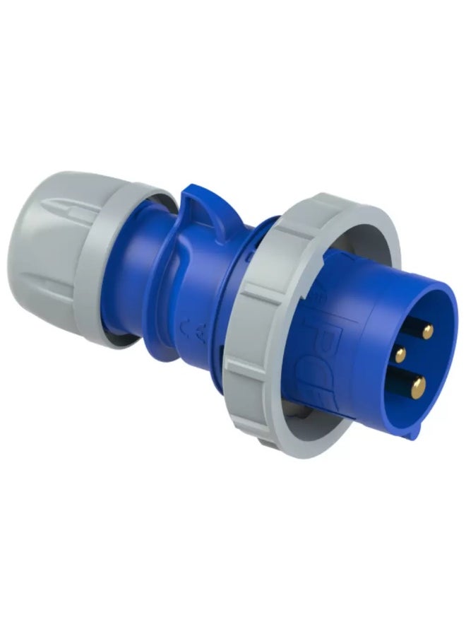 PCE Blue 3 Poles 6h 32A 230V Plug IP67, Dimension: 150 x 93mm.