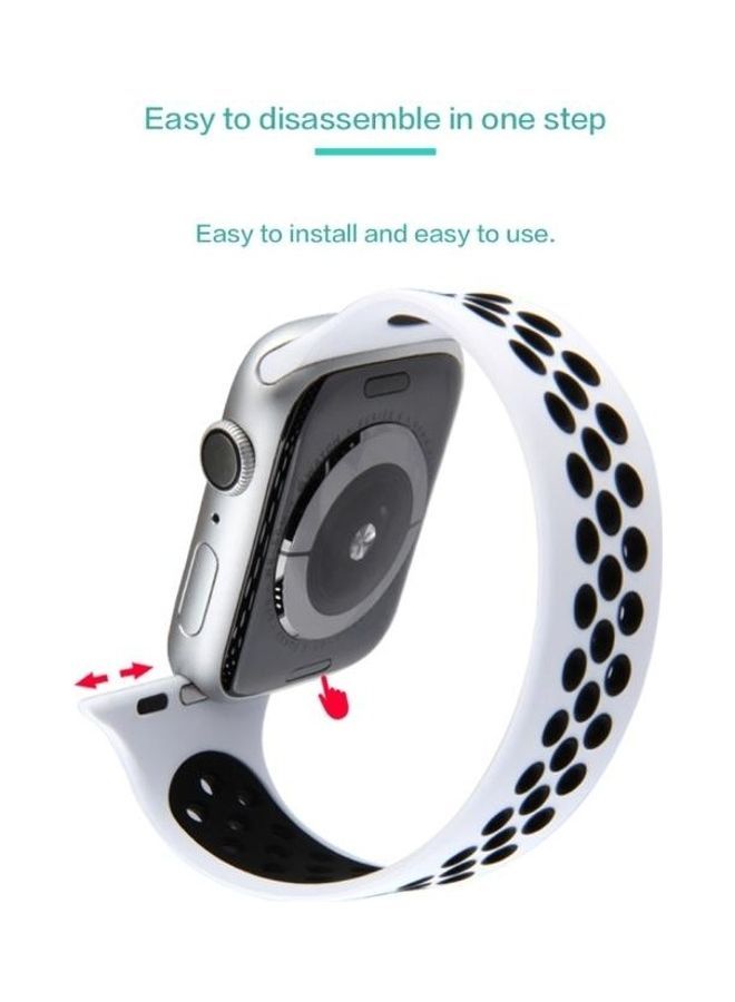 NIBEMINENT Replacement Watchband For Apple Watch Series 7 41mm/6 & SE 5 4 40mm/3 2 1 38mm Blue White - Image 3