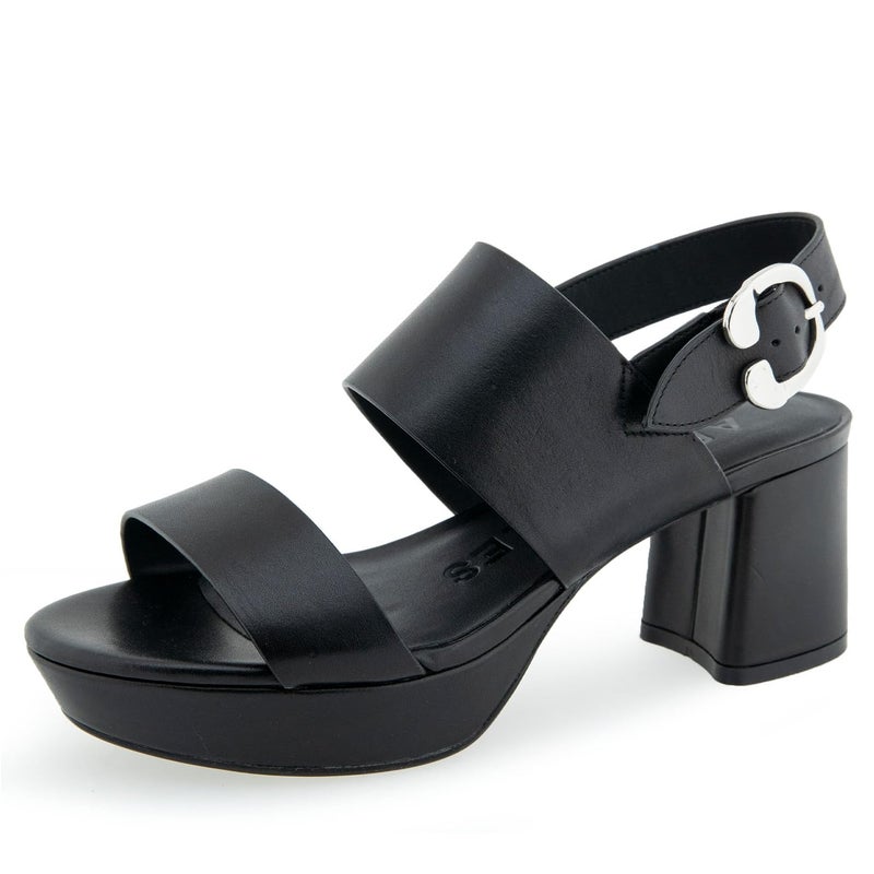 Aerosoles Womens Camera Platform Heeled Sandal Black Leather 75