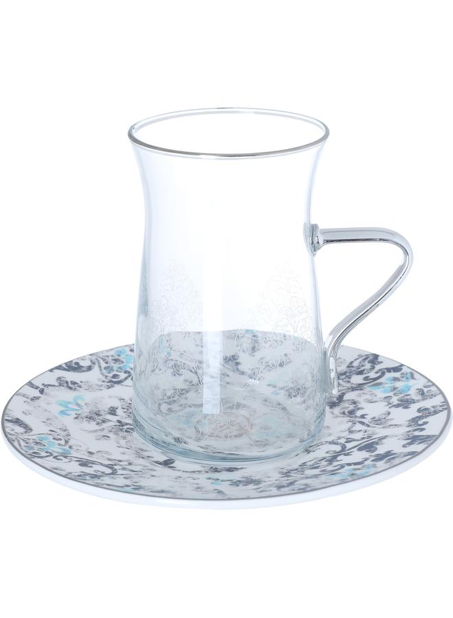 السيف  طقم بيالات بورسلين 12 قطعة شفاف رمادي - Image 1