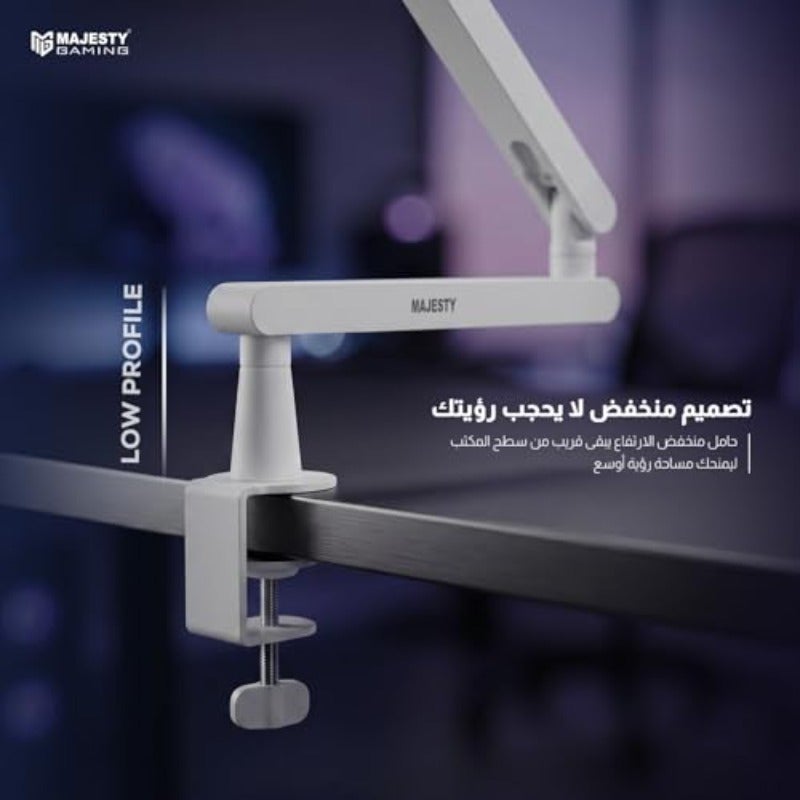 Professional Microphone Arm with 360 Degree Rotation for Podcasting Streaming Recording Gaming and Content Creation Featuring Internal Cable Management and Anti-Vibration Support Supporting Up to 2kg Load in White Finish - Image 4