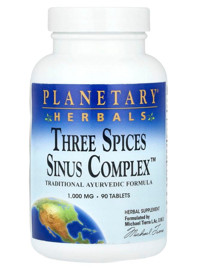 PLANETARY HERBALS Three Spices Sinus Complex™ 1000 mg 90 Tablets (500 mg per Tablet) 