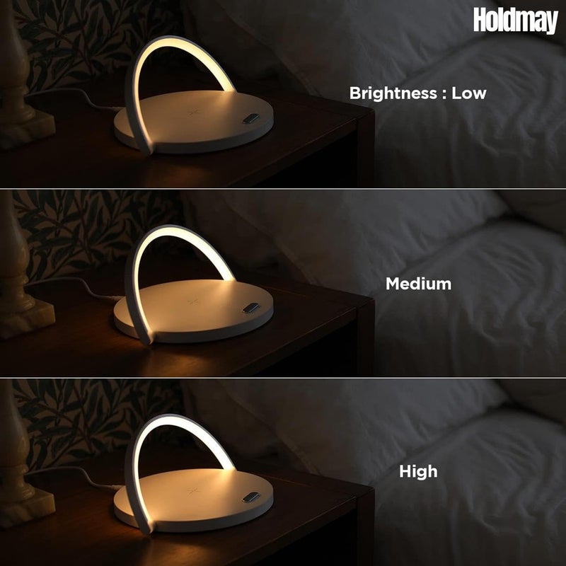 Holdmay مصباح مكتب LED لاسلكي 3 في 1 مع حامل هاتف تحكم باللمس وإضاءة قابلة للتعديل مثالي لتزيين غرفة النوم أو المكتب أو غرفة المعيشة - Image 3