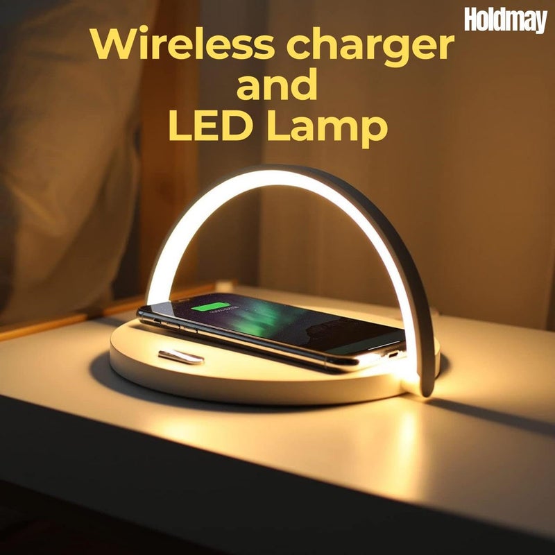 Holdmay مصباح مكتب LED لاسلكي 3 في 1 مع حامل هاتف تحكم باللمس وإضاءة قابلة للتعديل مثالي لتزيين غرفة النوم أو المكتب أو غرفة المعيشة - Image 2