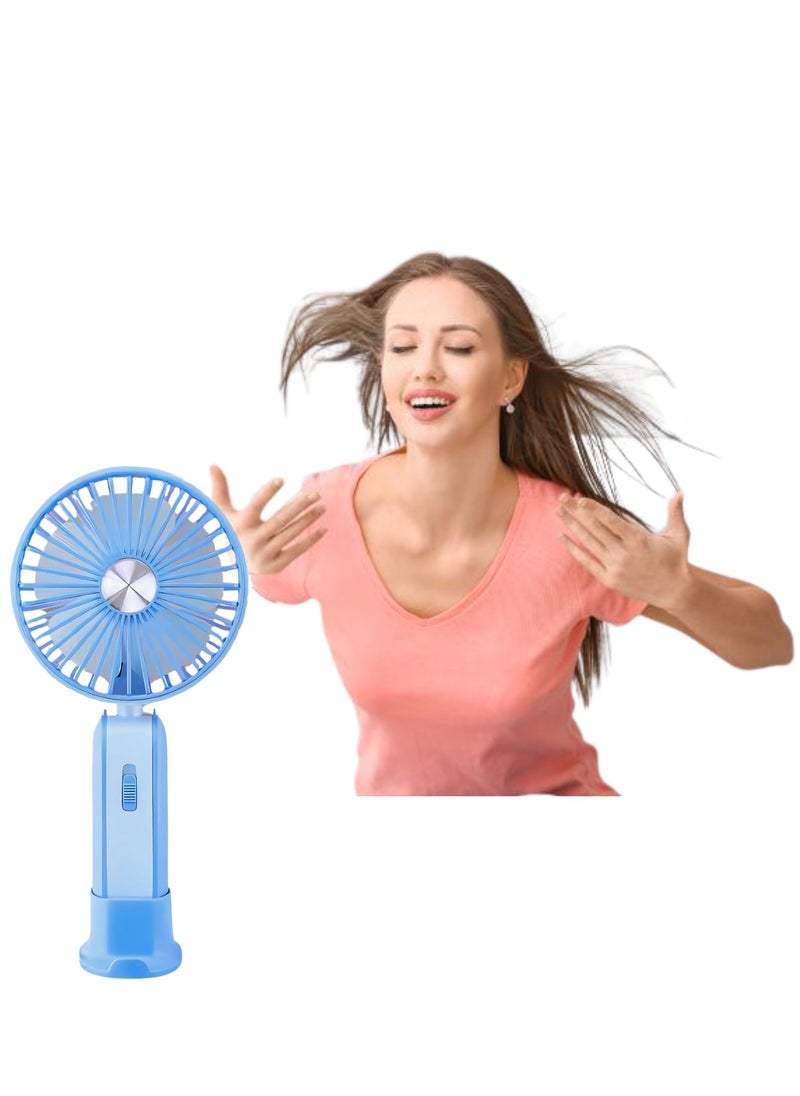 VIO Mini Handheld Foldable Desktop USB Rechargeable Cooling Fan 2 in 1 Portable Handheld Fan with 2 Modes Strong Wind and Cool Breeze Gear Light Function and Mobile Phone Holder Personal Fan Lightweight USB Charging Mini Fan Lightweight Pocket Fan  - Image 1