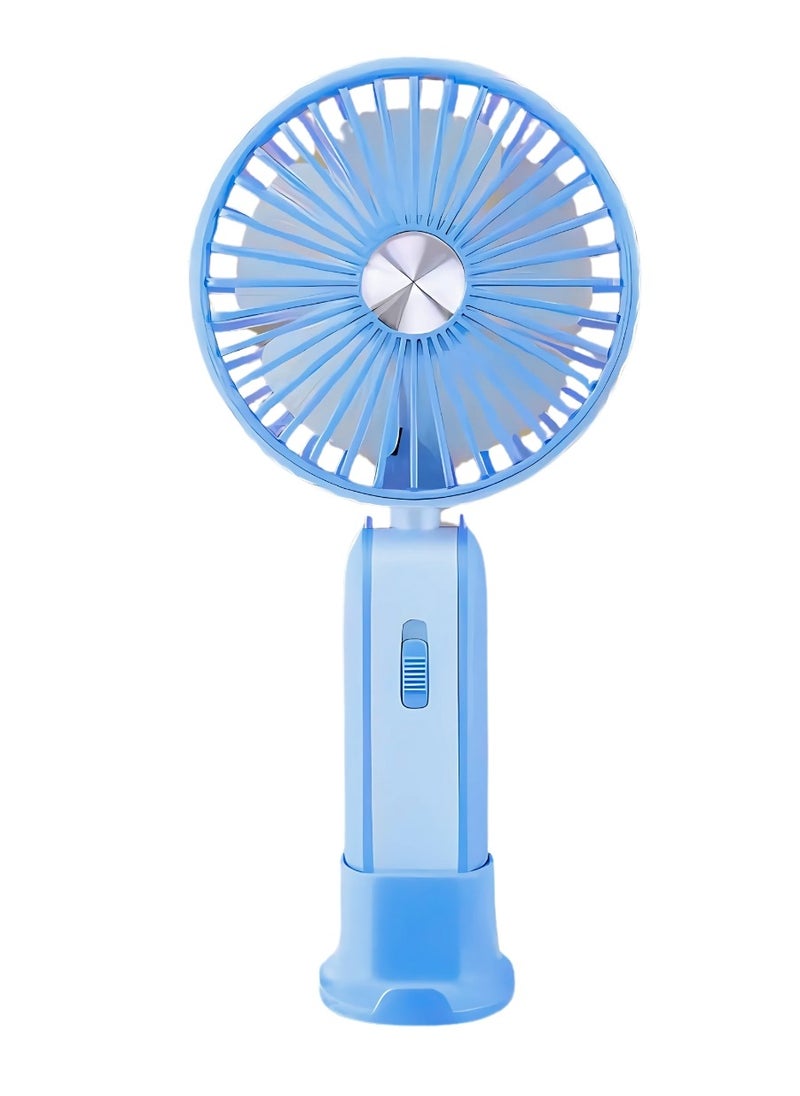 VIO Mini Handheld Foldable Desktop USB Rechargeable Cooling Fan 2 in 1 Portable Handheld Fan with 2 Modes Strong Wind and Cool Breeze Gear Light Function and Mobile Phone Holder Personal Fan Lightweight USB Charging Mini Fan Lightweight Pocket Fan  - Image 2