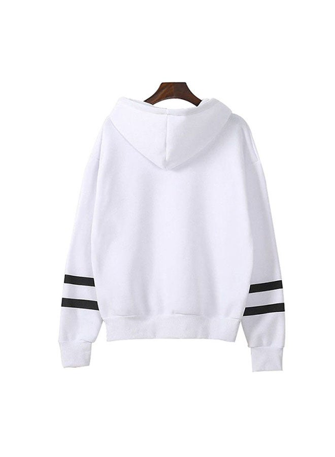 White BTS Comics Logo Print Long Sleeve Casual Hoodie - Image 2