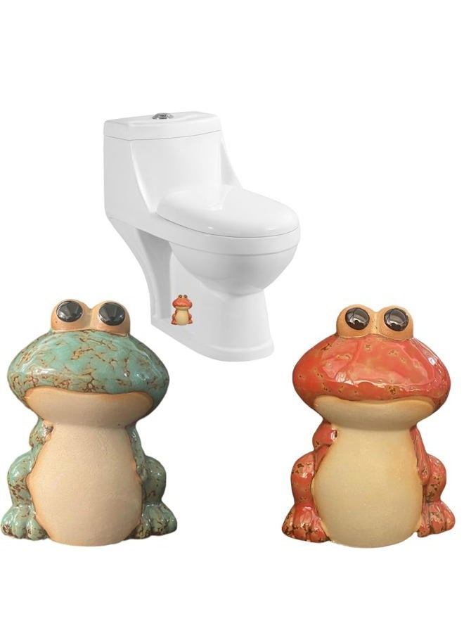 AKV Frog Toilet Bolt Caps Ceramic Toilet Bolt Covers Decorative Toilet Screw Cover Caps, Toilet Caps for Bottom of Toilet, Cute Toilet Bowl Bolt Covers for Bathroom Decor, Easy to install (Green+Red) - Image 1