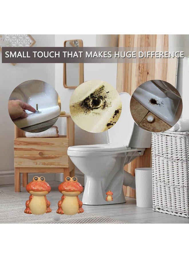 AKV Frog Toilet Bolt Caps Ceramic Toilet Bolt Covers Decorative Toilet Screw Cover Caps, Toilet Caps for Bottom of Toilet, Cute Toilet Bowl Bolt Covers for Bathroom Decor, Easy to install (Green+Red) - Image 3