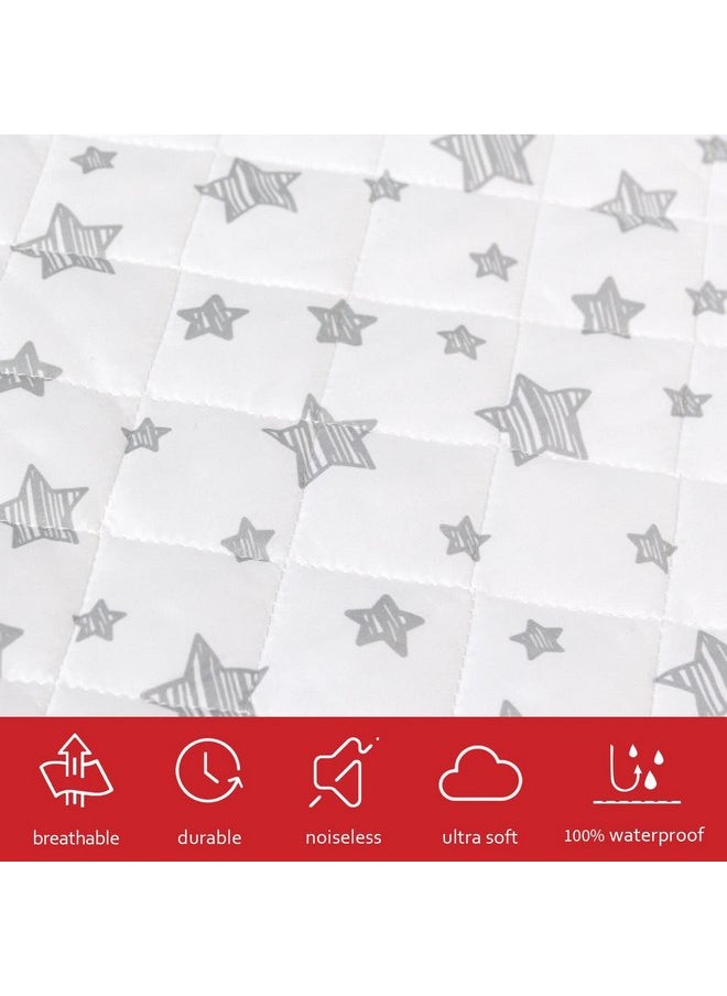 Moonsea Crib Mattress Protector Waterproof 2 Pack, Quilted Crib Mattress Pad Cover 52'' x 28'' Extra Soft Breathable Toddler Bed Cover Fitted Crib/Toddler Mattress Stretch Up to 8", Grey & White Star  - Image 3