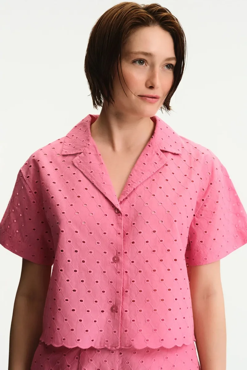 Penti PENTI Oriana Lace-Pattern Short Sleeve Shirt