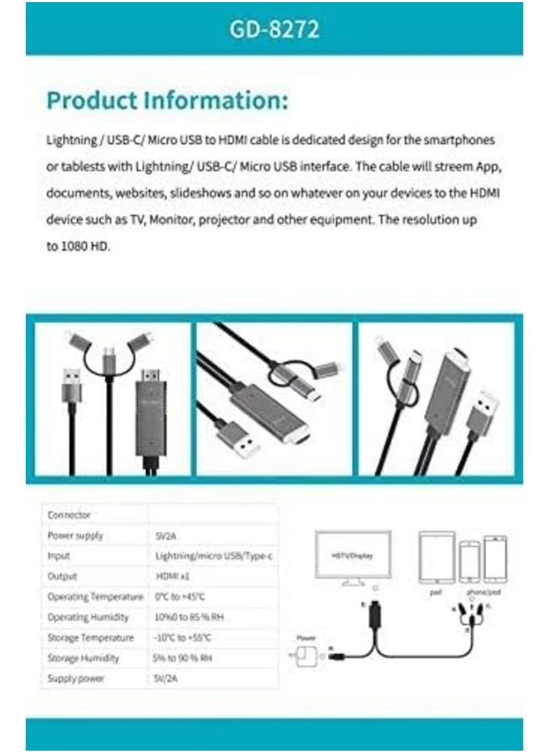 ماركة غير محددة - NEW Plug and Play Mobile Phone Cable – Fast Charging u0026 High-Speed Data Transfer for Android/iOS Devices - Image 1