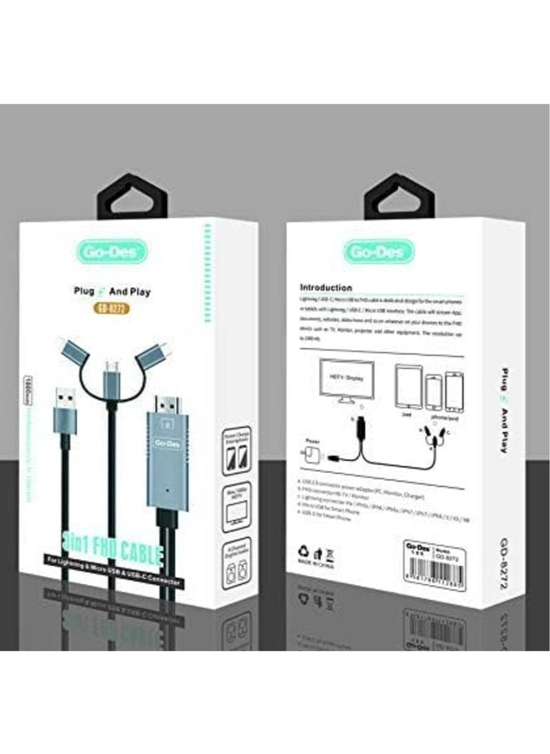ماركة غير محددة - NEW Plug and Play Mobile Phone Cable – Fast Charging u0026 High-Speed Data Transfer for Android/iOS Devices - Image 1