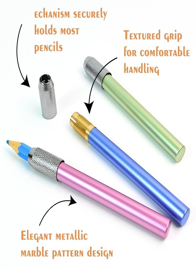 Dirvcp 6PCS Aluminum Assorted Colors Pencil Lengthener, Multi-Color Pencil Lengthener Holder with Ergonomic Grip, Fits Standard & Colored Pencils for Drawing, Sketching & Office Use - Image 3
