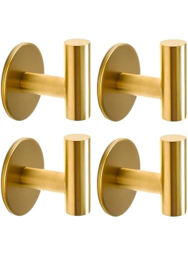 ميكسد 4 قطعة رسم الذهب SUS304 الفولاذ المقاوم للصدأ منشفة هوك الثقيلة للماء الجدار هوك الذاتي لاصق معطف رداء حمام منشفة هوك مطبخ الفندق ( الذهب ، الجولة ) - Image 1