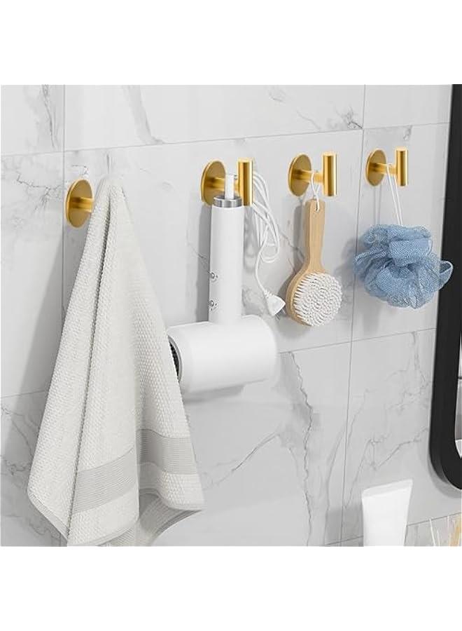 ميكسد 4 قطعة رسم الذهب SUS304 الفولاذ المقاوم للصدأ منشفة هوك الثقيلة للماء الجدار هوك الذاتي لاصق معطف رداء حمام منشفة هوك مطبخ الفندق ( الذهب ، الجولة ) - Image 3