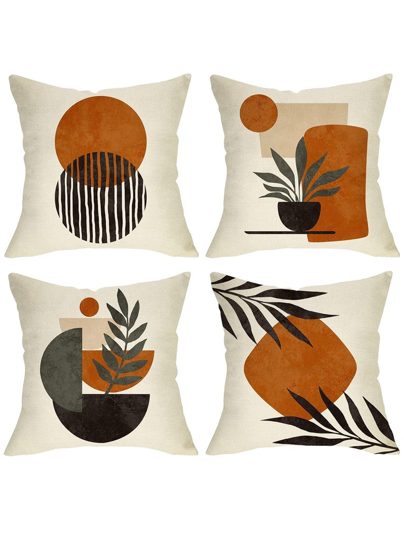CUBEXELL Cushion Covers Set of 4, Bohemian Style, Linen Cushion Covers 45cm x 45cm, Suitable for Living Room Sofas, Car Seats, Beds, etc., 18x18 Inches - Image 1