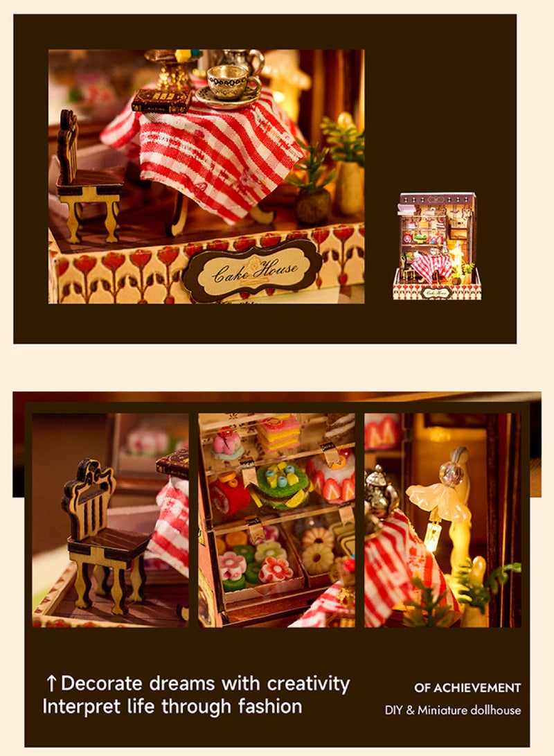 tangs Realistic Mini 3D Diy Craft Miniature Dollhouse With Furniture Wooden House Room Toy Kit For Decoration TANGS Serenity Sweets House - Therapeutic Miniature Craft Kit with LED Magic - Image 2