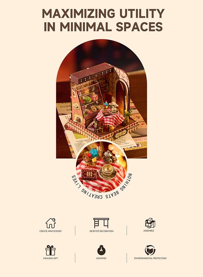 tangs Realistic Mini 3D Diy Craft Miniature Dollhouse With Furniture Wooden House Room Toy Kit For Decoration TANGS Serenity Sweets House - Therapeutic Miniature Craft Kit with LED Magic - Image 4