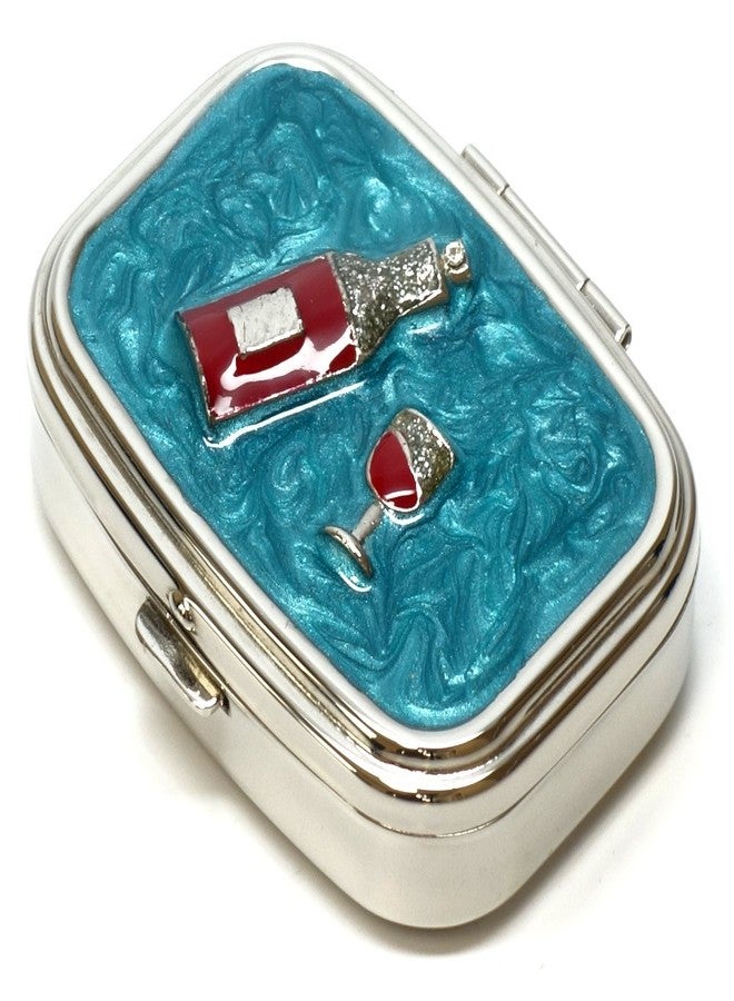 Speert 9327 Rectangular Small Pill Box Organizer Aqua Blue Silver Women Travel Pill Case Purse Pocket Container Daily Portable Medicine Vitamin Box Medication Supplement Mini Storage - Image 2