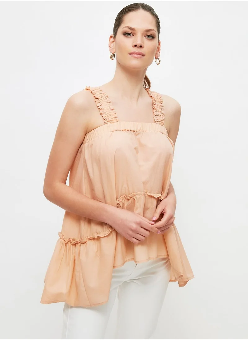 trendyol Ruffle Detail Pleated Top