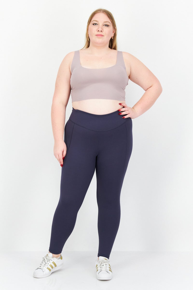 Adidas Women Plus Size Training Leggings, Navy - Image 1