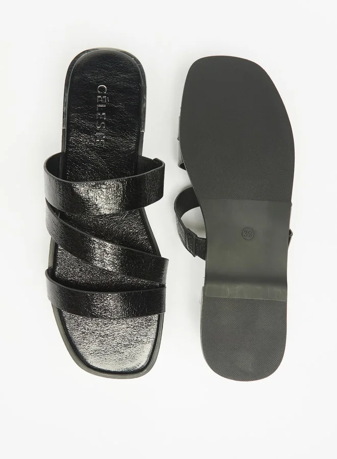 سيليست Women Textured Slip On Strap Sandals