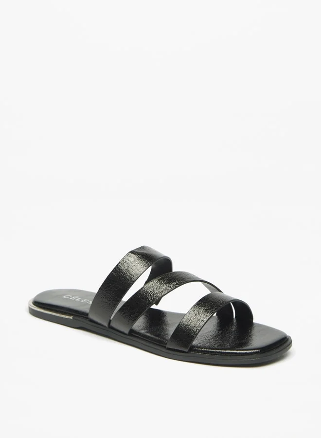 سيليست Women Textured Slip On Strap Sandals