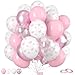 Sowide Bow Balloons 50Pcs 12 Inches Pastel Light Clear White Pink Balloons for Girls Women Pink Birthday Party Bachelorette Bridal Engagement Bow Theme Wedding Anniversary Supplies - Image 3