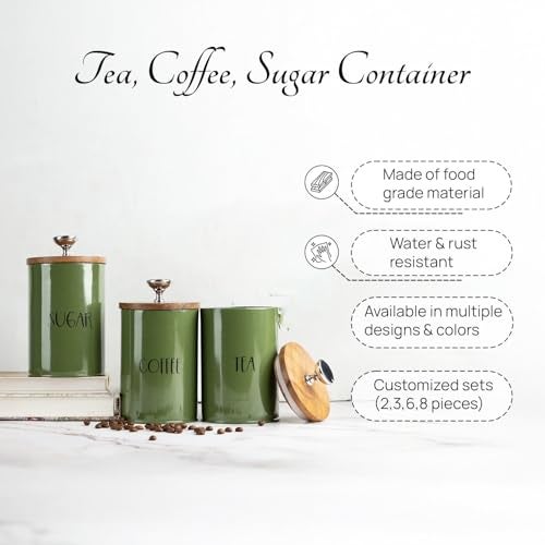 nestroots Tea Coffee Sugar Containers Set Of 3 | Dry Fruits Kitchen Container Set | 1100 ML Green Air Tight Containers For Kitchen Storage - Image 4