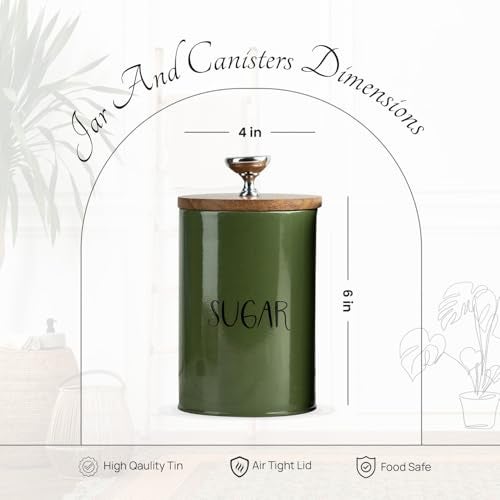 nestroots Tea Coffee Sugar Containers Set Of 3 | Dry Fruits Kitchen Container Set | 1100 ML Green Air Tight Containers For Kitchen Storage - Image 2