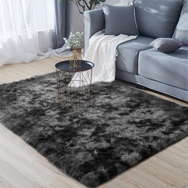 Zentavio Black and Grey Area Rugs for Living Room Men Room Carpet 4x6 Bedroom Fluffy Furry Shag Aesthetic Plush High Pile Floor Rug for Kids Room Dorm Home Decor Gray - Image 4