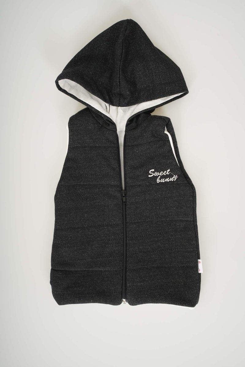 Miniko Kids Baby Boy Model Zippered Hooded Cotton Vest - Image 1