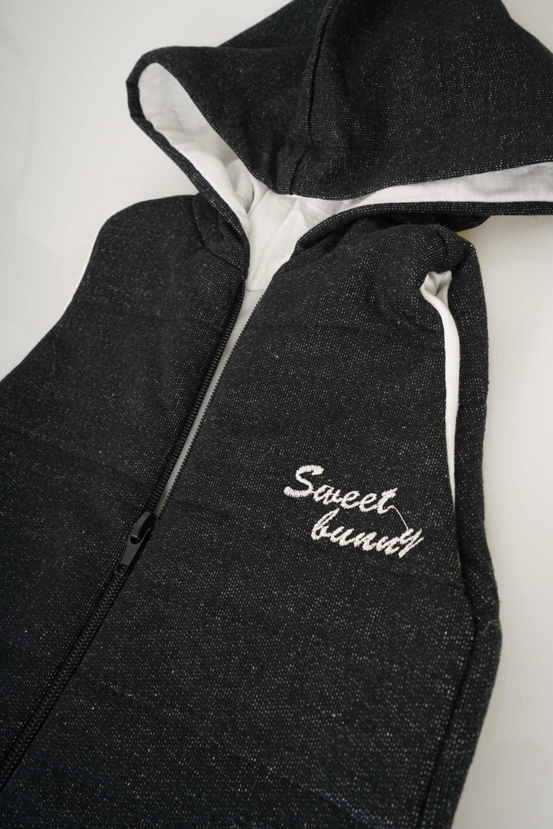 Miniko Kids Baby Boy Model Zippered Hooded Cotton Vest - Image 2